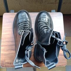 新品 24.5cm レディース ブーツ ブラック 厚底 シューズ 普段着 識別番号:【B097-S】の画像