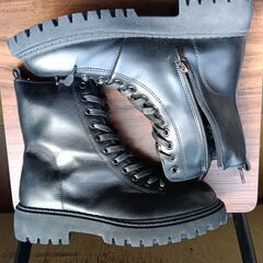 新品 24.5cm レディース ブーツ ブラック 厚底 シューズ 普段着 識別番号:【B097-S】の画像