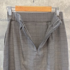 UNIQLO ハイウエストナロースカート S グレー チェック 上品 通勤の画像