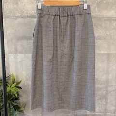 UNIQLO ハイウエストナロースカート S グレー チェック 上品 通勤の画像