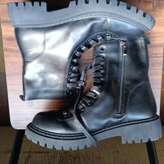 新品 25cm レディース ブーツ ブラック 厚底 シューズ 普段着 識別番号:【B100-S】の画像