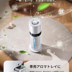 新品　加湿器 大容量 8L 6~35畳 銀イオン 次亜塩素酸水 タワー式 超音波式 省エネ アロマ リモコン 白の画像