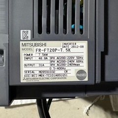 三菱電機インバーター　FR-F720P-7.5Kの画像