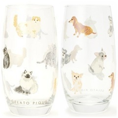 【新品未使用・ラッピング済み】ジェラートピケグラスセット猫犬柄の画像