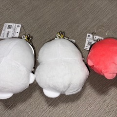 ぷりぷりうちゅうじん　ぬいぐるみがまぐちマスコット3個セット の画像