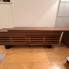北欧風テレビ台/ローボード(伸縮式)ウォルナットの画像