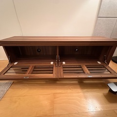北欧風テレビ台/ローボード(伸縮式)ウォルナットの画像