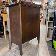アンティーク キャビネット 引出し2杯 棚板可動式 木製 ブラウン 茶色 横幅65㎝x奥行35㎝x高さ86㎝ ★買取帝国 志木店の画像