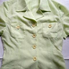 THE PURE'S レモンライム色 サマースーツ 半袖 膝丈 Mくらいの画像