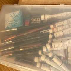 イーゼル　油絵　絵の具　筆　など　中古の画像