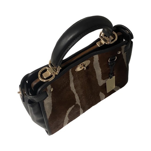 coach レザーショルダーバッグ　毛皮 ハンドバッグ　