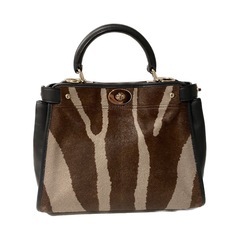 coach レザーショルダーバッグ　毛皮 ハンドバッグ　の画像