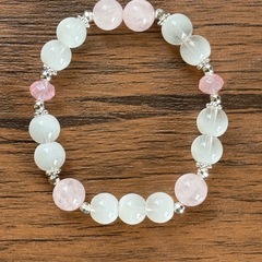 ピンクカルセドニー、ブルーサンドストーンのブレスレットセット　※送料込の画像