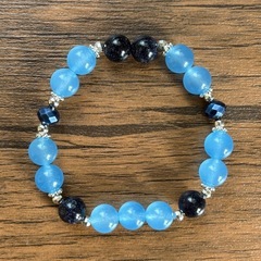 ピンクカルセドニー、ブルーサンドストーンのブレスレットセット　※送料込の画像