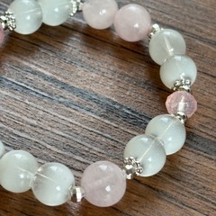ピンクカルセドニー、ブルーサンドストーンのブレスレットセット　※送料込の画像