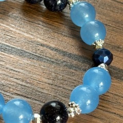 ピンクカルセドニー、ブルーサンドストーンのブレスレットセット　※送料込の画像
