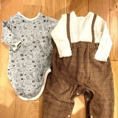 80サイズ　長袖肌着とロンパースセットの画像