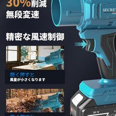 洗車 ブロワー 強力 ブロアー 充電式 ブロワ 残量表示 PSE認定 コードレス ブロア 3000mAh大容量バッテリ一2個搭載 2種類のノズル付き エアーブロアー 高速回転 無段階変速 小型 軽量 耐久性 庭掃除/落ち葉/洗車/キーボード/パソコン/エアコン/網戸/除雪/バーベキュー マキタ18Vバッテリー対応可能 日本語取扱説明書付き（ブルー）の画像