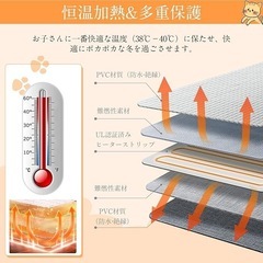 ペット用ホットカーペット カバー2枚付き ペットヒーター 猫 犬 9段階温度調節 タイマー機能 ペット加熱パッド 噛み癖対策 カバー 45*45cm 加熱防止 暖房器具 小動物対応の画像