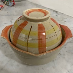 一人用 土鍋  蓋付き オレンジと黄色、緑色とブルー 計4点セットの画像