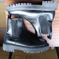 新品 24.5cm レディース ブーツ ブラック 厚底 シューズ 普段着 識別番号:【B109-S】の画像