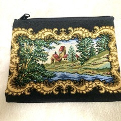 風景刺繍デザイン ポーチ: メイクポーチ:小物ポーチ:風景画ポーチ:未使用の画像