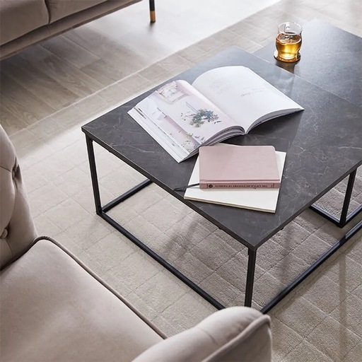 オンライン 大理石柄 ローテーブル ローデスク ネストテーブル