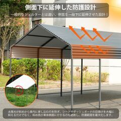 送料込み❣ 新品未使用 スチール車庫 ガレージテント パイプ車庫 物置 カーポート 頑丈 鋼板 1247136の画像