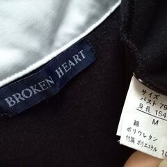 BROKEN HEART 黒×白 スキッパーシャツ サイズM 五分袖の画像