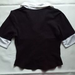 BROKEN HEART 黒×白 スキッパーシャツ サイズM 五分袖の画像