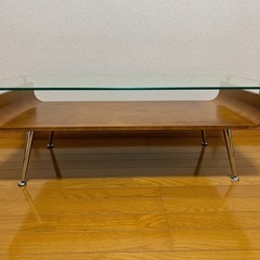ガラス&木製ローテーブル　　の画像