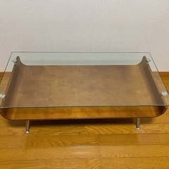 ガラス&木製ローテーブル　　の画像