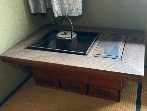 火鉢テーブル　鉄瓶　セット　アンティーク