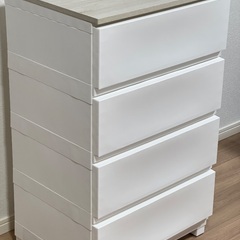 衣装ケース 衣類収納チェスト 4段 ホワイト 木目調天板付の画像