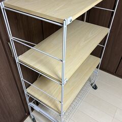 無印良品 スチールラック 3段＋かご キャスター付きの画像