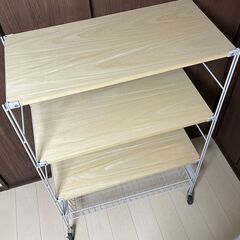 無印良品 スチールラック 3段＋かご キャスター付きの画像