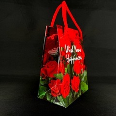 [100枚セット] バラ柄 ミニギフトバッグ PP光沢 143×114×66 ブライダル お渡し用 【A】の画像