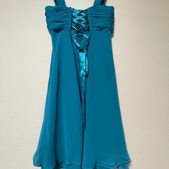 ターコイズ シフォン Aラインドレス　11/18までの画像