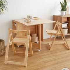 【美品】LOWYA ダイニングテーブル 折りたたみ セット ダイニングテーブルセット 5点セット ダイニング ダイニングセット テーブル 4人掛けの画像