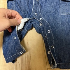 Buday Lee✨デニム白ステッチ✨ベビーロンパース✨の画像