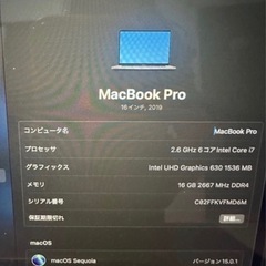 【ラスト1台　11/19まで！】MacBook Pro 16インチ 2019年モデル（Touch Bar搭載 / 16GB / 512GB SSD）の画像