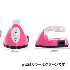 【ほぼ新品】ミニアイロン　コンパクトアイロン/グリーン　日本用コンセント　旅行の画像