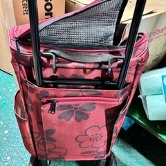 ショッピングカート 卵ホルダー カートにかけられる 23L(レジカゴ約1杯分) 二層式 折り畳み 保冷 保温 買い物カート レッド D.6187 REDの画像