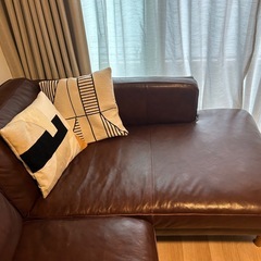 12月中旬受渡し【Actus】ブラウン レザー （本革）L字型ソファの画像