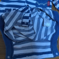 EDWIN 男女兼用 ストライプロンパース 60-70の画像