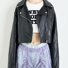 未使用値札タグ付 ANNA SUI NYC フェイクレザー ライダースジャケット ライダース アナスイの画像