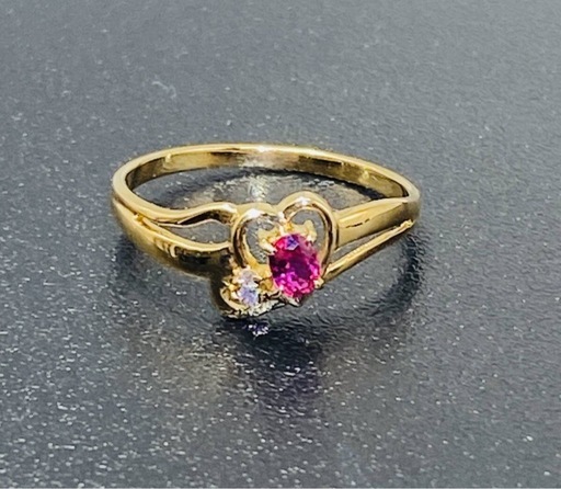 18金 天然ルビー＆ダイヤリング サイズ11号