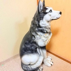 シベリアンハスキー犬　置物　インテリア　イタリア陶器の画像