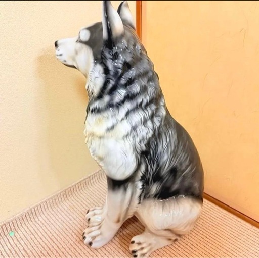 シベリアンハスキー犬　置物　インテリア　イタリア陶器