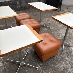 アンティーク 喫茶店の机 椅子 まとめて テーブル イス セット 本物喫茶店蔵出し品の画像